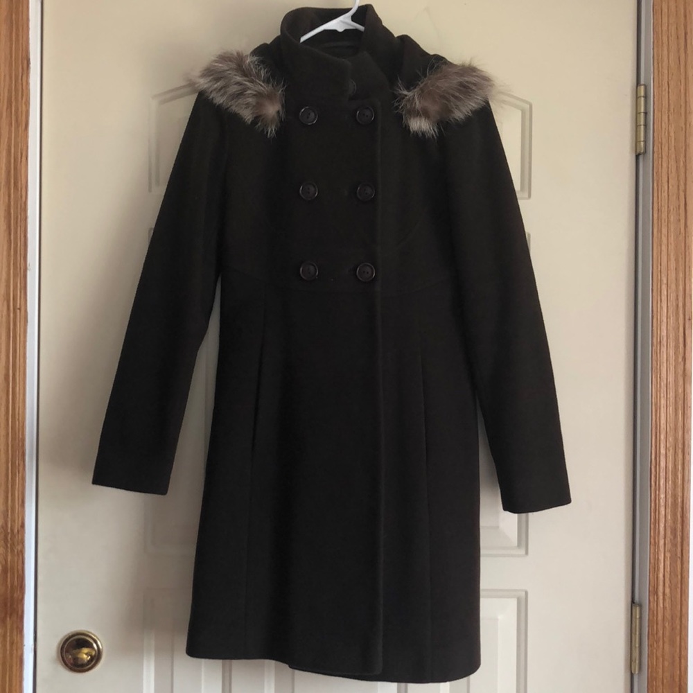 Via Spiga Cashmere Blend Brown Fur Coat